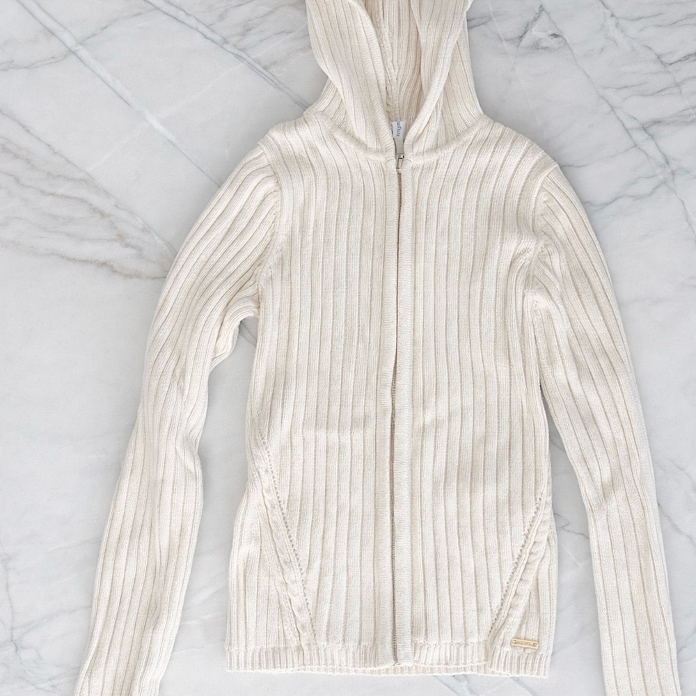 Mayoral‎ Mini Cream Ribbed Zip Hoodie Sweater Girls Size 8